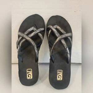 WOMEN'S TEVA MUSH MANDALYN 1-3/4"‎ WEDGE HEEL BLACK SANDALS (sz 7)